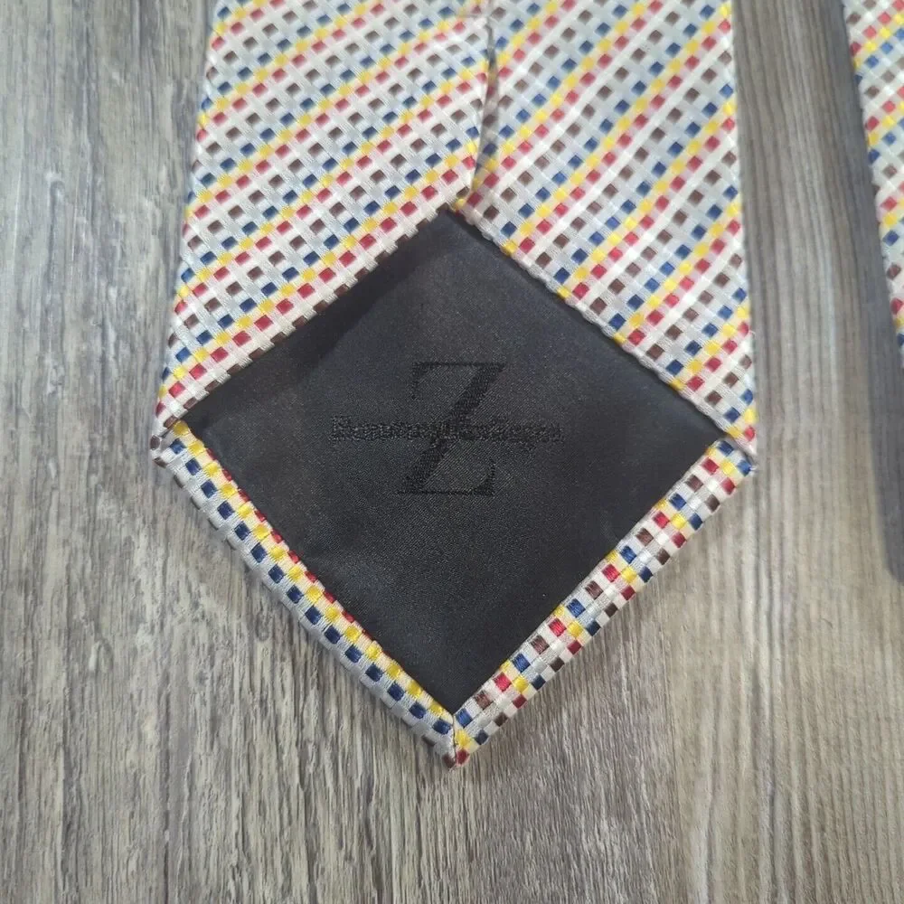 Ermenegildo Zegna Tie Men's Necktie Multicolor Geometric Silk Italy Modern